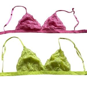 Urban Outfitters Out From Under Two Women’s Unlined Triangle Bras Lace Medium